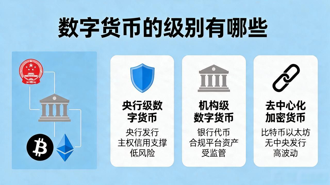 数字货币的级别有哪些_数字货币金字塔层级划分 CBDC 机构级数字货币 去中心化加密货币